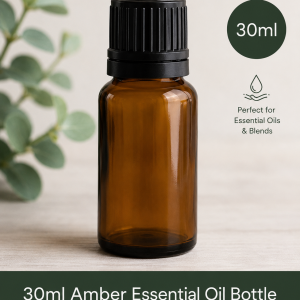 30ml Amber Glass Essential Oil Bottle with Black Cap