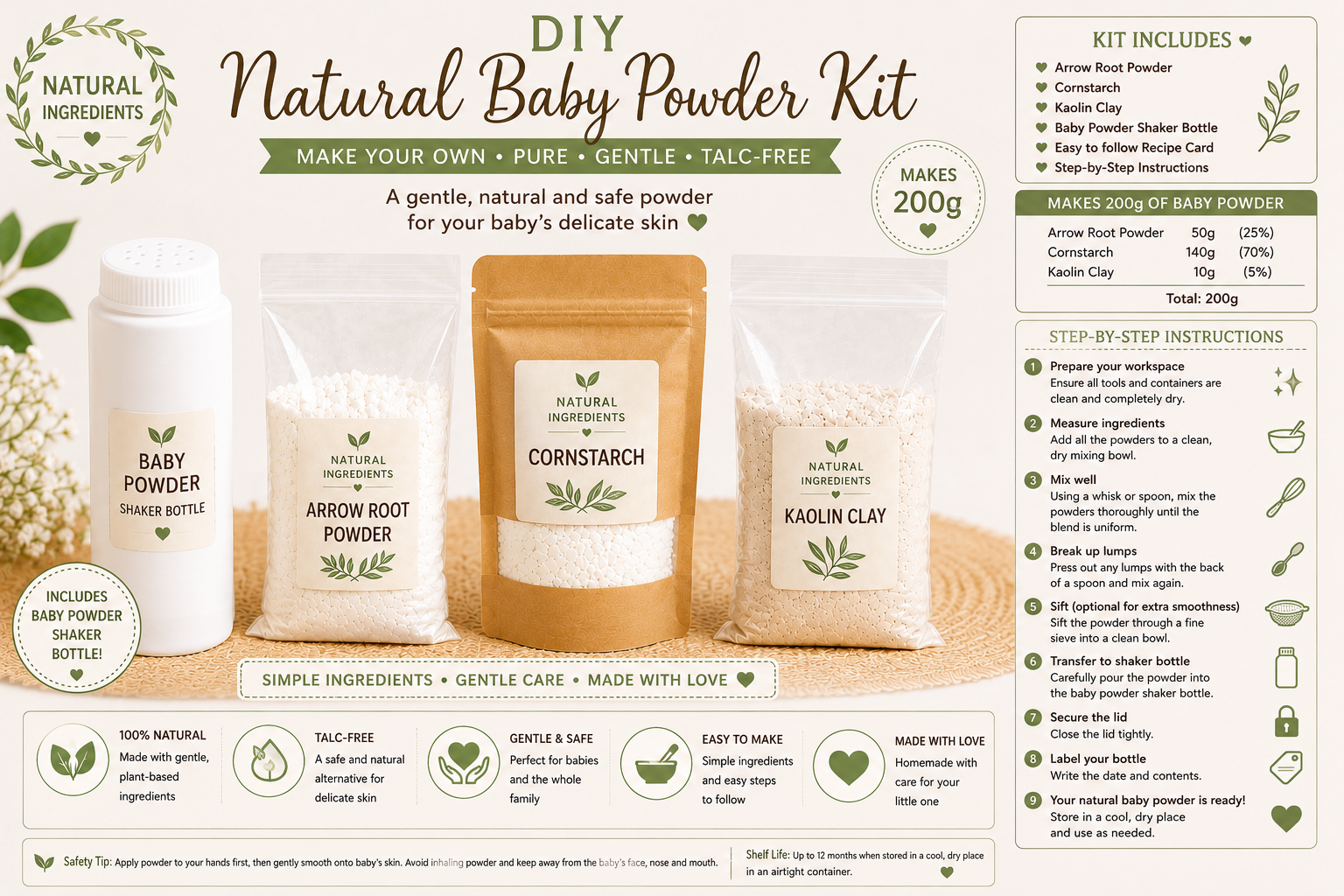 Natural Baby Powder kit