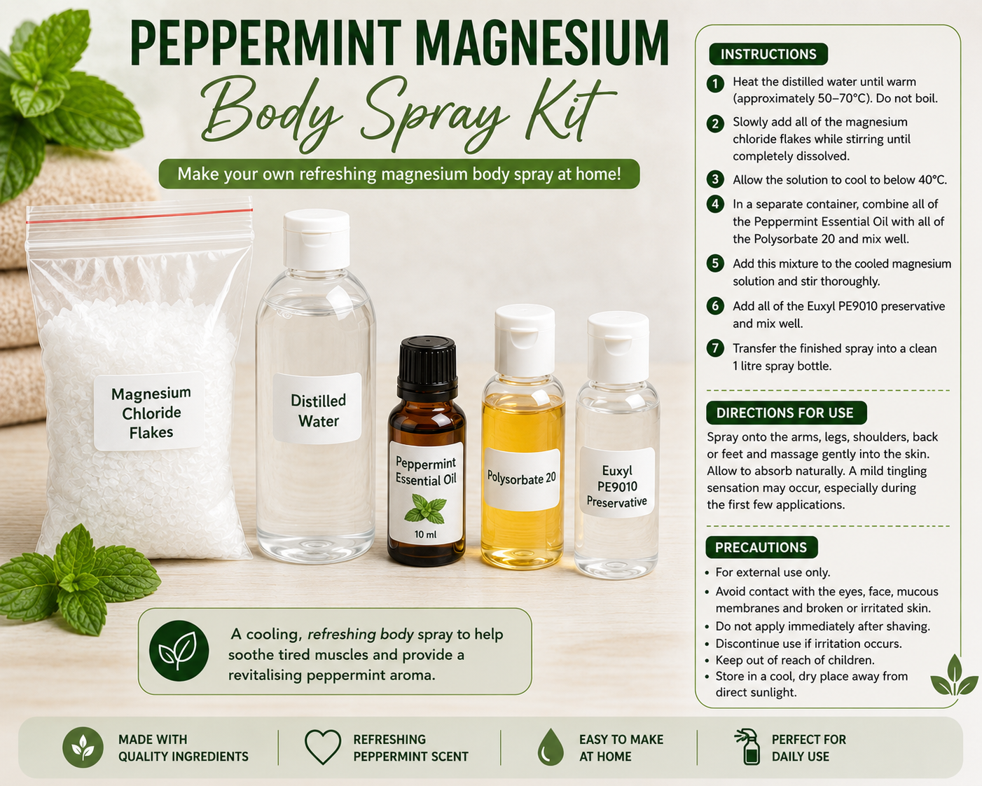 Peppermint Magnesium Spray Kit ( Makes 1 litre )